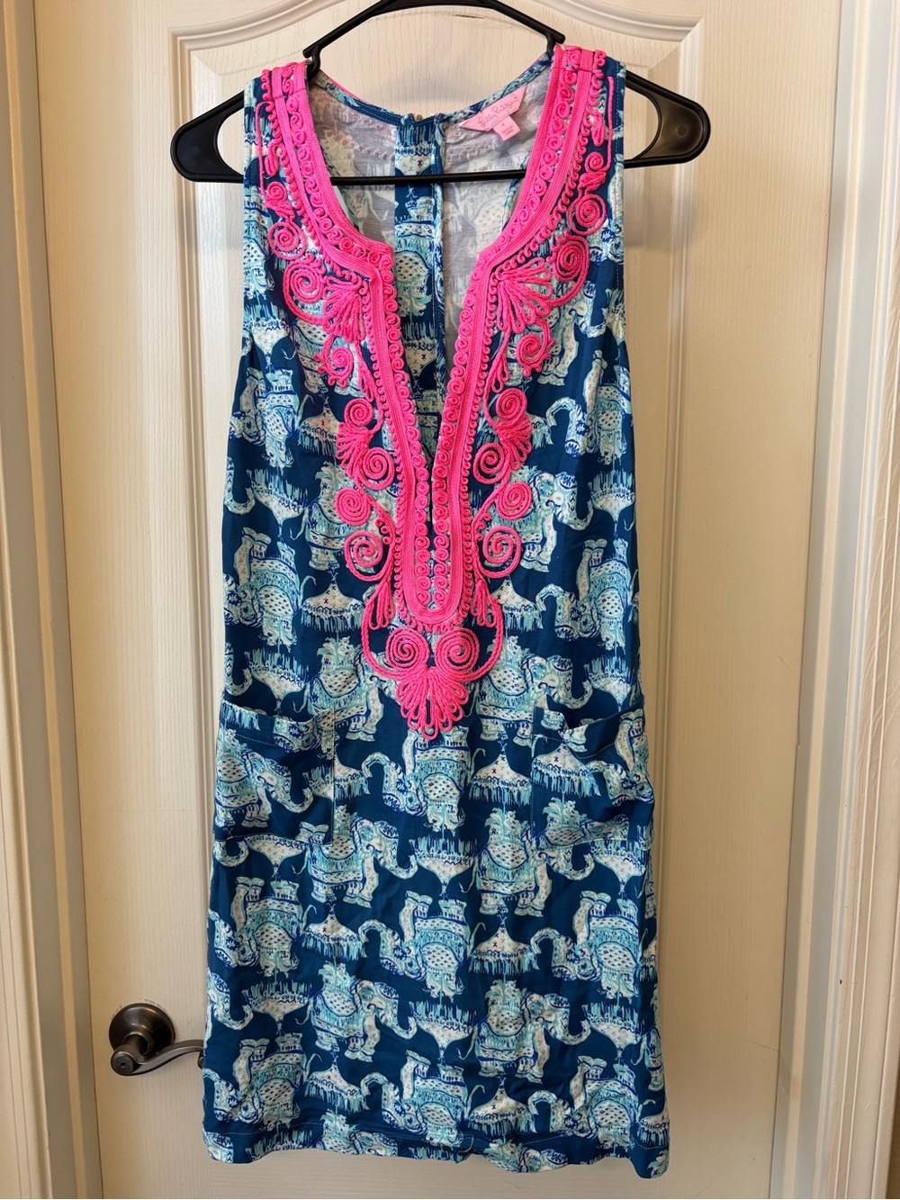 Lilly Pulitzer Carlotta Stretch Fit Dress Deep Indigo Joyride Size 4